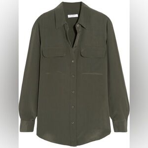 Equipment Slim Signature Silk Shirt Army Green